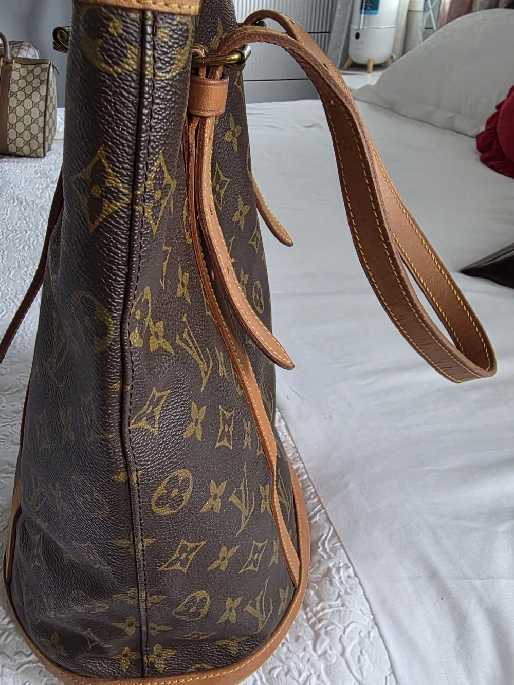 Louis Vuitton Monogram Canvas Shoulder Bag in Brown and Tan
